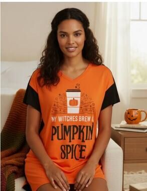 Celebrate Halloween Blouse "My Witches Brew Is Pumpkin Spice" - 2X (18w-20w)